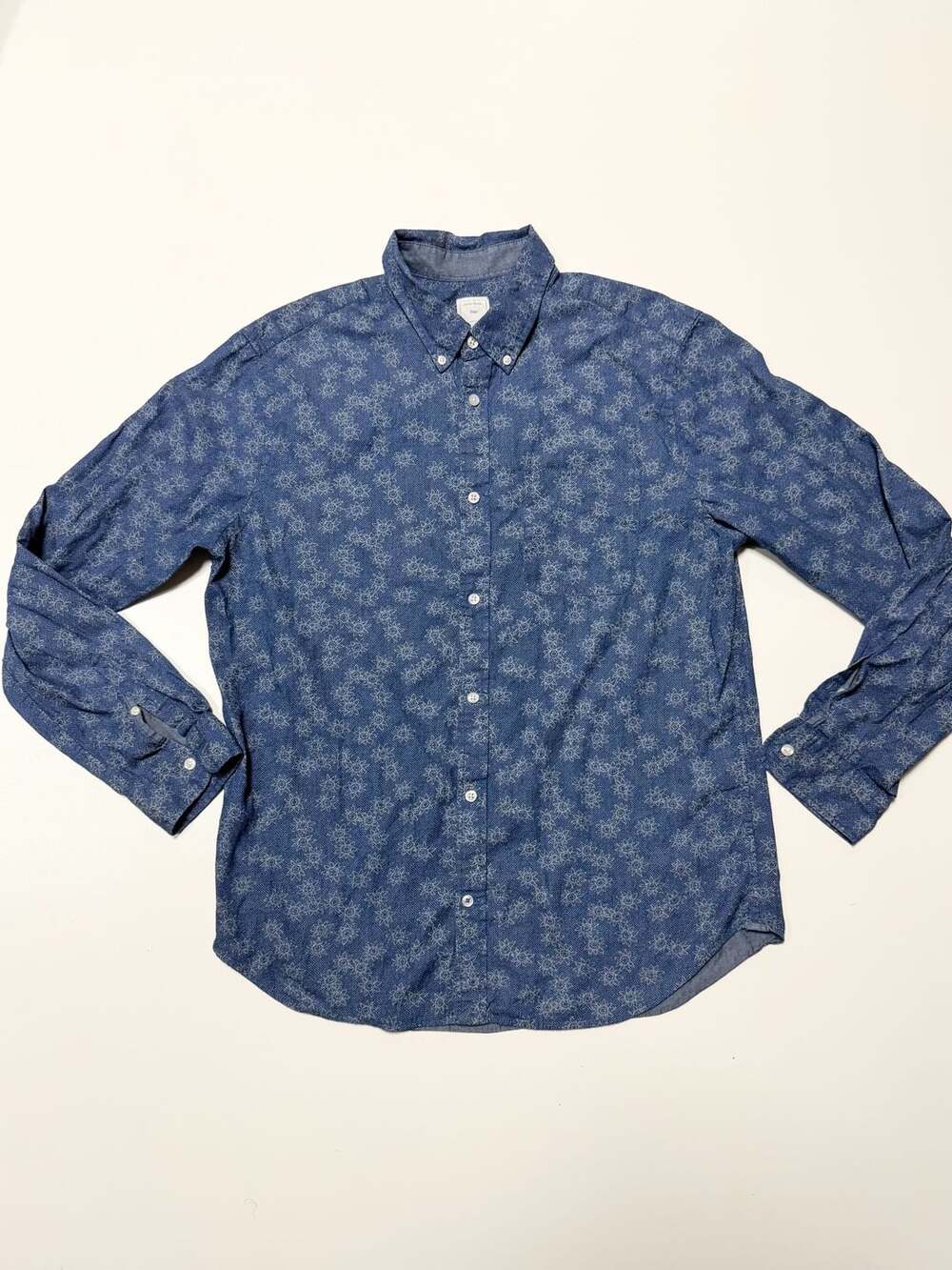 Gap Men's XL Floral Button Down Shirt Chambray Preppy Americana Heritage Indie